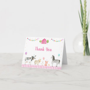 Rosa Landtiere Barnyard Geburtstag Dankeskarte
