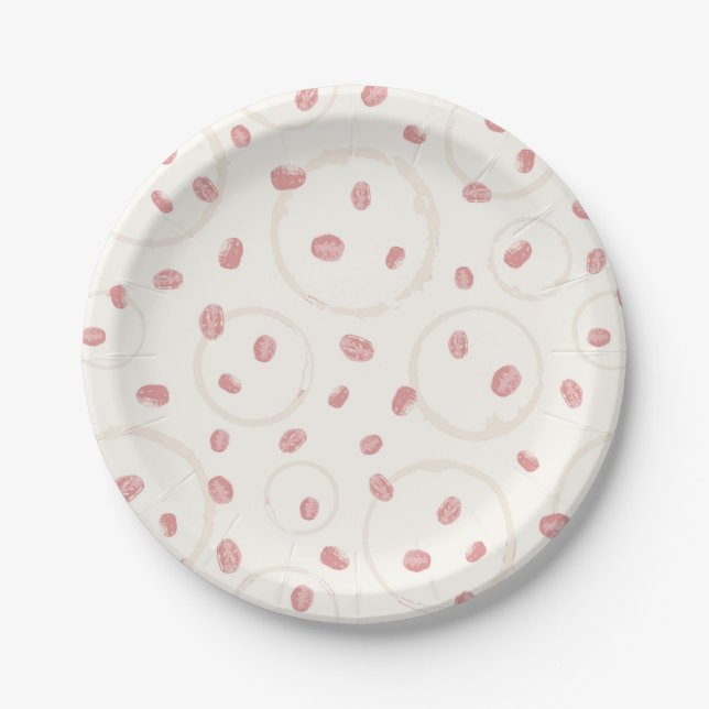 Rosa Latte geröstete Kaffeebohnen und Ringe Pappteller (Vorderseite)