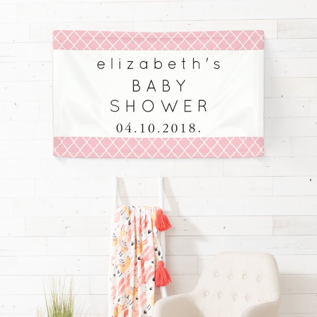 Rosa Lattica, marokkanische Trellis, Babydusche Banner (Insitu)