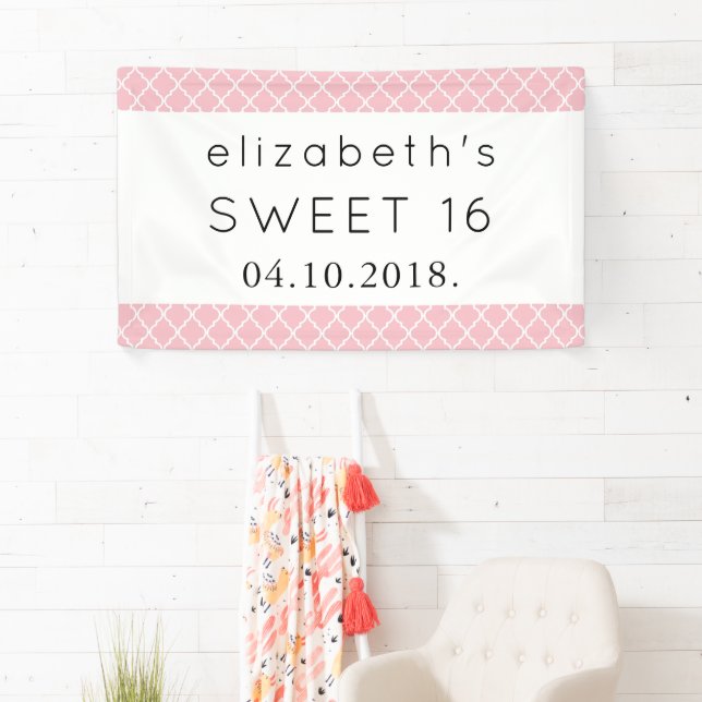 Rosa Latticework, marokkanische Trellis, süß 16 Banner (Insitu)