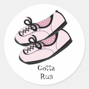Rosa Laufschuhe - Ich Muss Los Runder Aufkleber