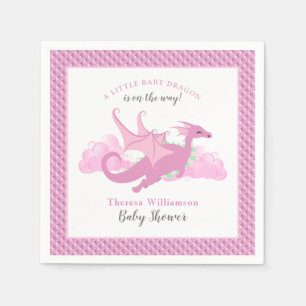 Rosa Launenhafte Mädchen-Drache-Baby-Party Serviette