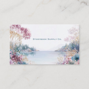 Rosa Lavendel Blumen Serene Landschaft Aquarell Visitenkarte