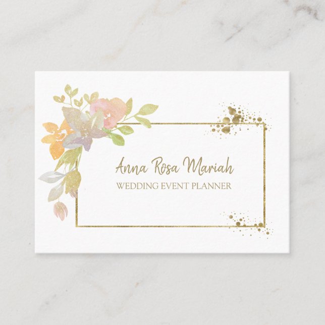 *~* Rosa Lavendel Elegante Gold Blume Glitzer Visitenkarte (Vorderseite)