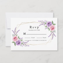 Rosa Lavendel Geometrische Hochzeits-RSVP-Karte