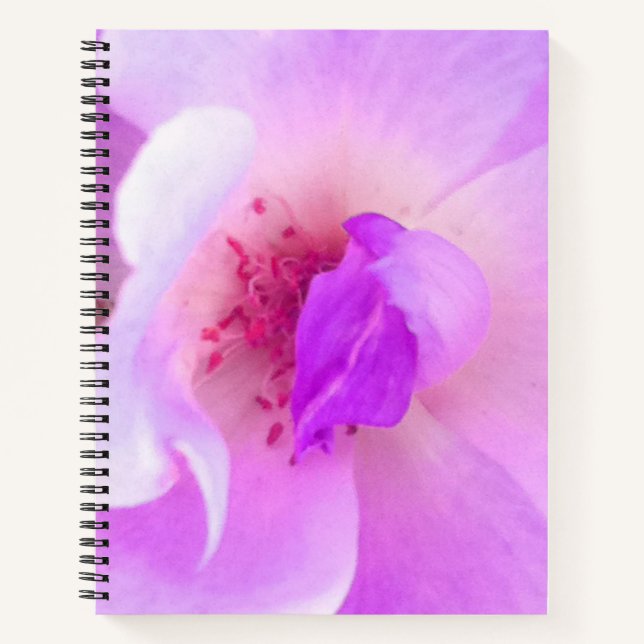 *~* Rosa Lavendel Rose Hochzeitstadium Notizbuch (Vorderseite)