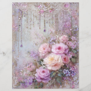 Rosa Lavendel Vintage-Junk-Journal-Schrappbuch-Pap