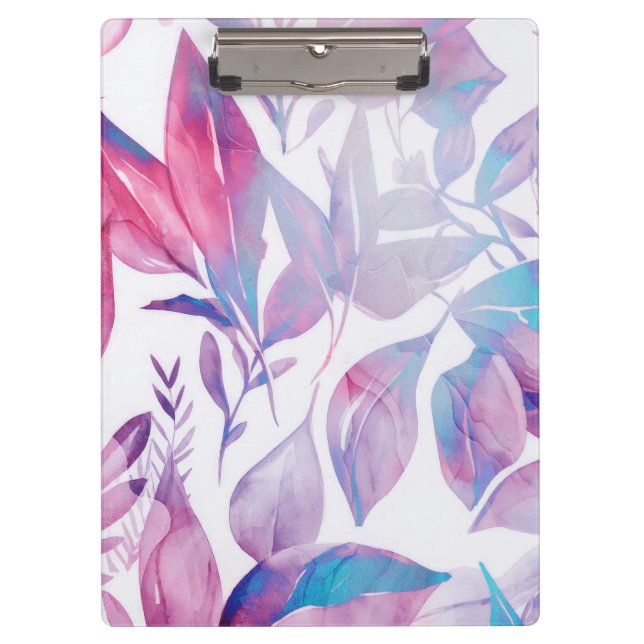 Rosa, Lavendel Wasserfarben-Blätter Klemmbrett (Vorderseite)