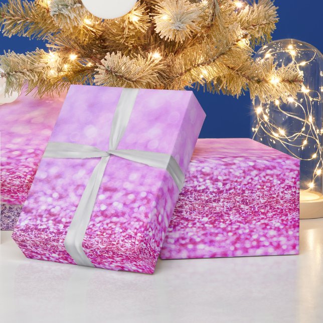 Rosa Lavendelblende Imitate Glitzer Glitzern Geschenkpapier (Feiertage)