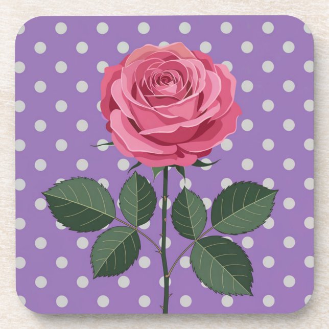 Rosa Lavender Polka Dot Untersetzer Set (Vorderseite)