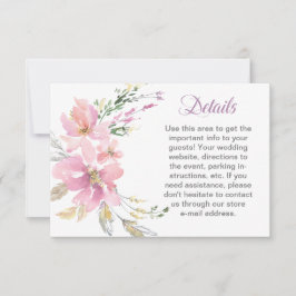 Rosa Lavender Watercolor Blumenzange Detail RSVP Karte