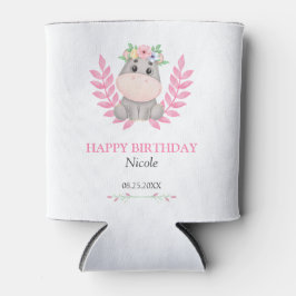 Rosa Leaf Niedlich Hippo Floral Happy Birthday Dosenkühler