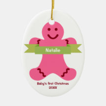 Rosa Lebkuchen Kind grüner Banner Name Baby zuerst