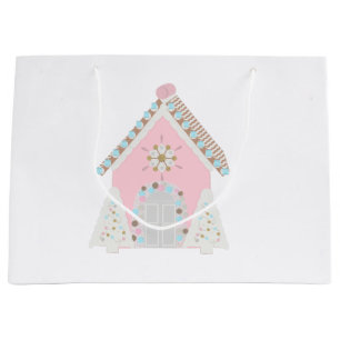 Rosa Lebkuchenhaus-Geschenktasche Große Geschenktüte