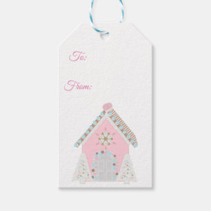 Rosa Lebkuchenhaus-Geschenkumbauten Geschenkanhänger