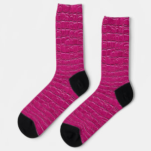 Rosa Ledereffekt-Muster Socken