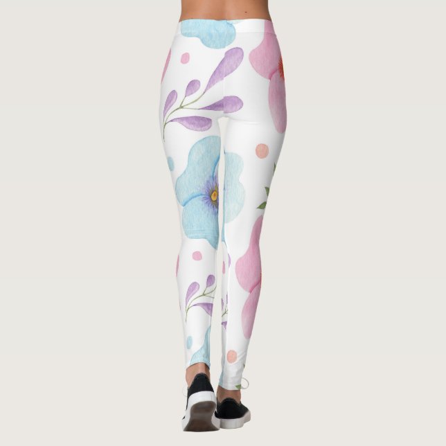 Rosa Leggings aus der Blüte - Weißer Hipster Yoga  (Rückseite)