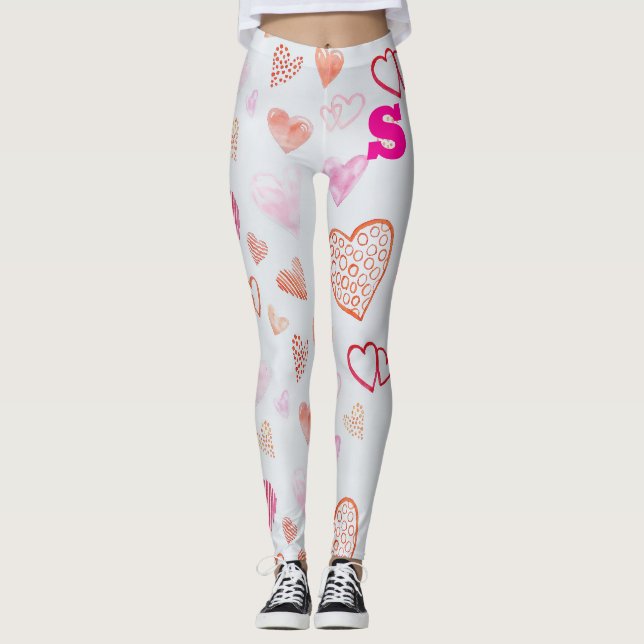 Rosa Leggings in rauer Herzform (Vorderseite)