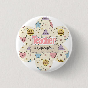 Rosa Lehrer Mathe Formen Muster Button