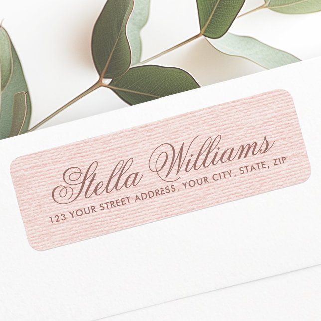 Rosa-Leinen-Kalligrafieschrift (Romantic pink linen calligraphy script address label)