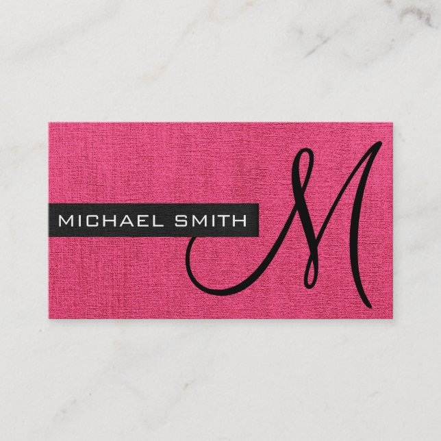 Rosa Leinwand Elegantes Monogramm Visitenkarte (Vorderseite)