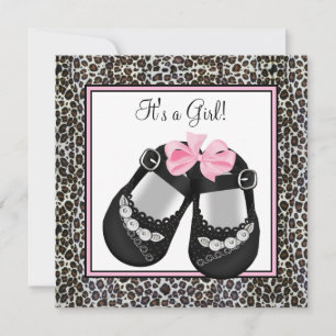 Rosa Leopard Baby Dusche Einladungen
