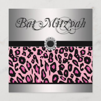 Rosa Leopard Bat Mitzvah Einladungen