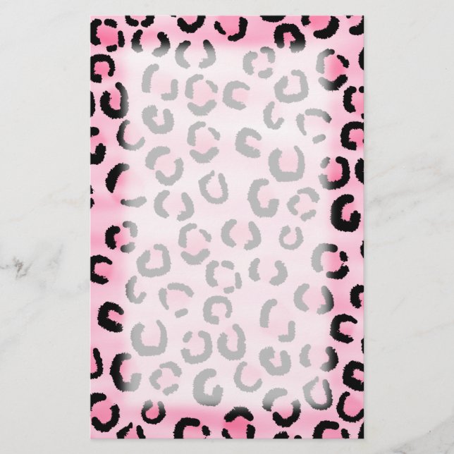 Rosa Leopard-Druck-Muster Briefpapier (Vorderseite)