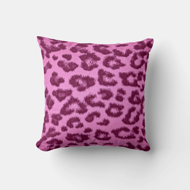 Rosa Leopard Druckhaut Fur Kissen (Vorderseite)