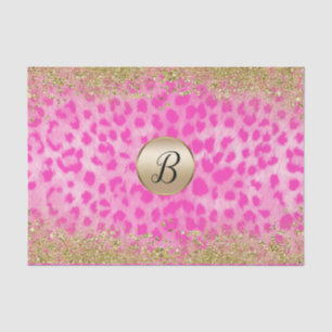 Rosa Leopard Gepard Druck Gold Glitter Monogramm Seidenpapier
