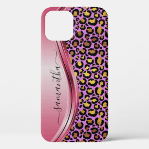 Rosa Leopard Handgeschriebener Name Metal Case-Mate iPhone Hülle