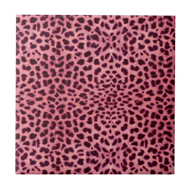 Rosa Leopard-Haut-Muster Fliese (Vorderseite)