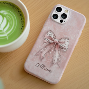 Rosa Leopard Mädchen Glitter Eleganter Bogen Benut iPhone 16 Hülle