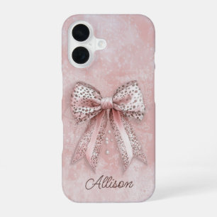 Rosa Leopard Mädchen Glitter Eleganter Bogen Benut iPhone 16 Hülle