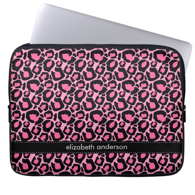 Rosa Leopard-Muster-Gewohnheit Laptopschutzhülle (Vorderseite)