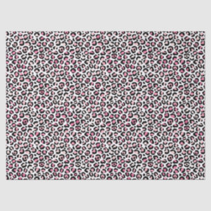 Rosa Leopard Print auf weißer Decoupage Seidenpapier