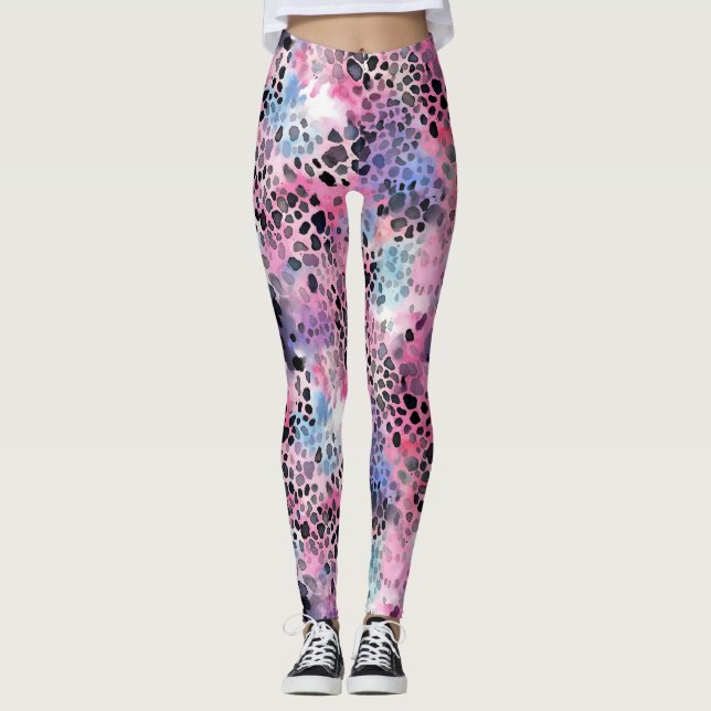 Rosa Leopard Print Leggings (Vorderseite)
