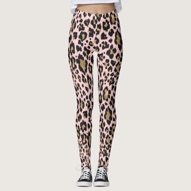 Rosa Leopard Print Leggings (Vorderseite)