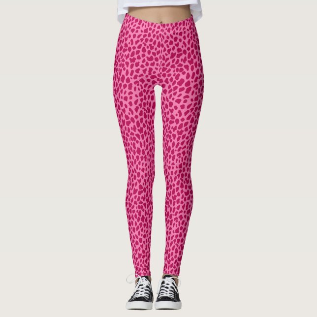 Rosa Leopard Print Retro Glam y2k Ästhetik Extrava Leggings (Vorderseite)