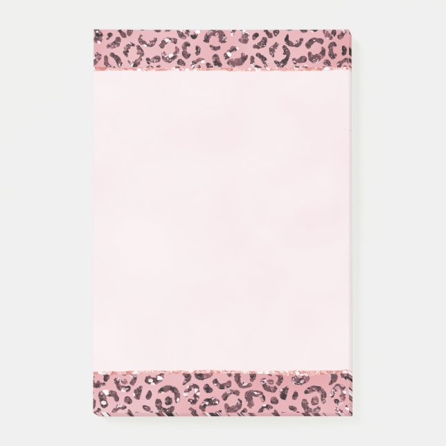 Rosa Leopard Print Sparkor Glitzer Post-it Klebezettel (Vorderseite)