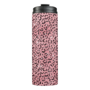 Rosa Leopard Print Sparkor Glitzer Thermosbecher
