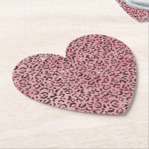 Rosa Leopard Print Sparkor Glitzer Untersetzer