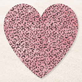 Rosa Leopard Print Sparkor Glitzer Untersetzer