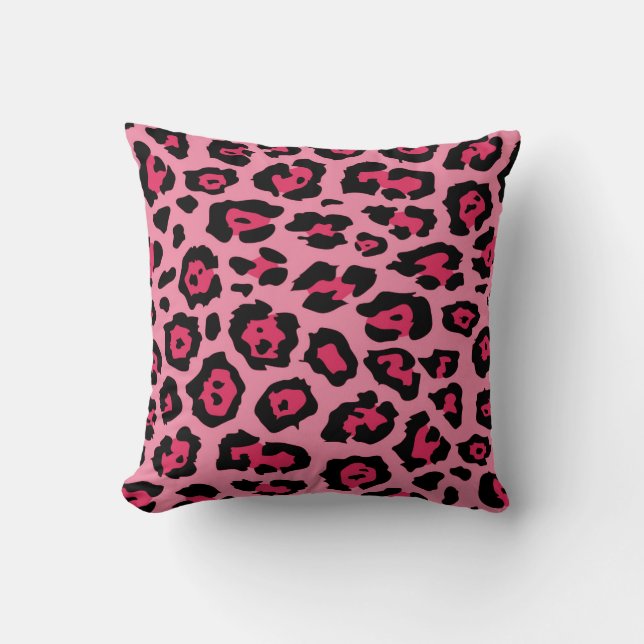Rosa Leopard Print Trendy Kissen (Vorderseite)