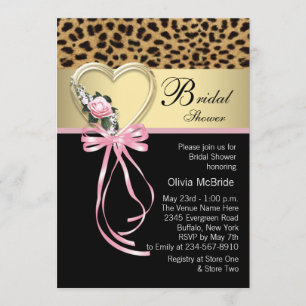 Rosa Leopard Schwarz Gold Leopard Brautparty Einladung