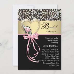 Rosa Leopard Schwarz Gold Leopard Brautparty Einladung