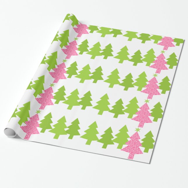 Rosa Leopard-Weihnachtsbaum Geschenkpapier (Ungerollt)