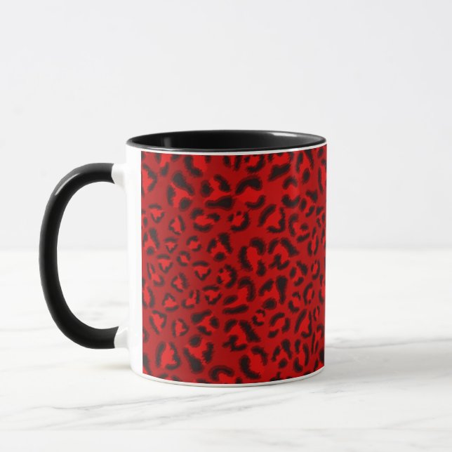 Rosa Leopardbeschaffenheitsmuster Tasse (Links)