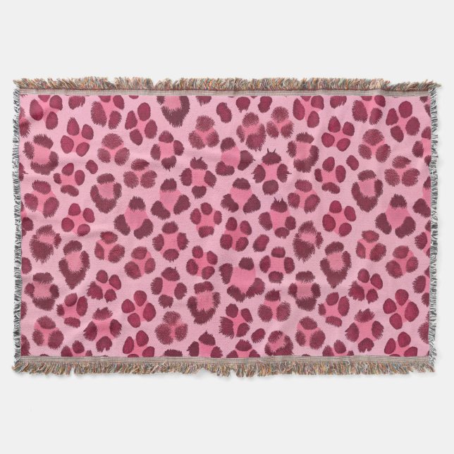 Rosa Leoparden-Druck-Muster Decke (Vorderseite)