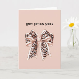 Rosa Leoparden-Schleifen-Geburtstag Karte